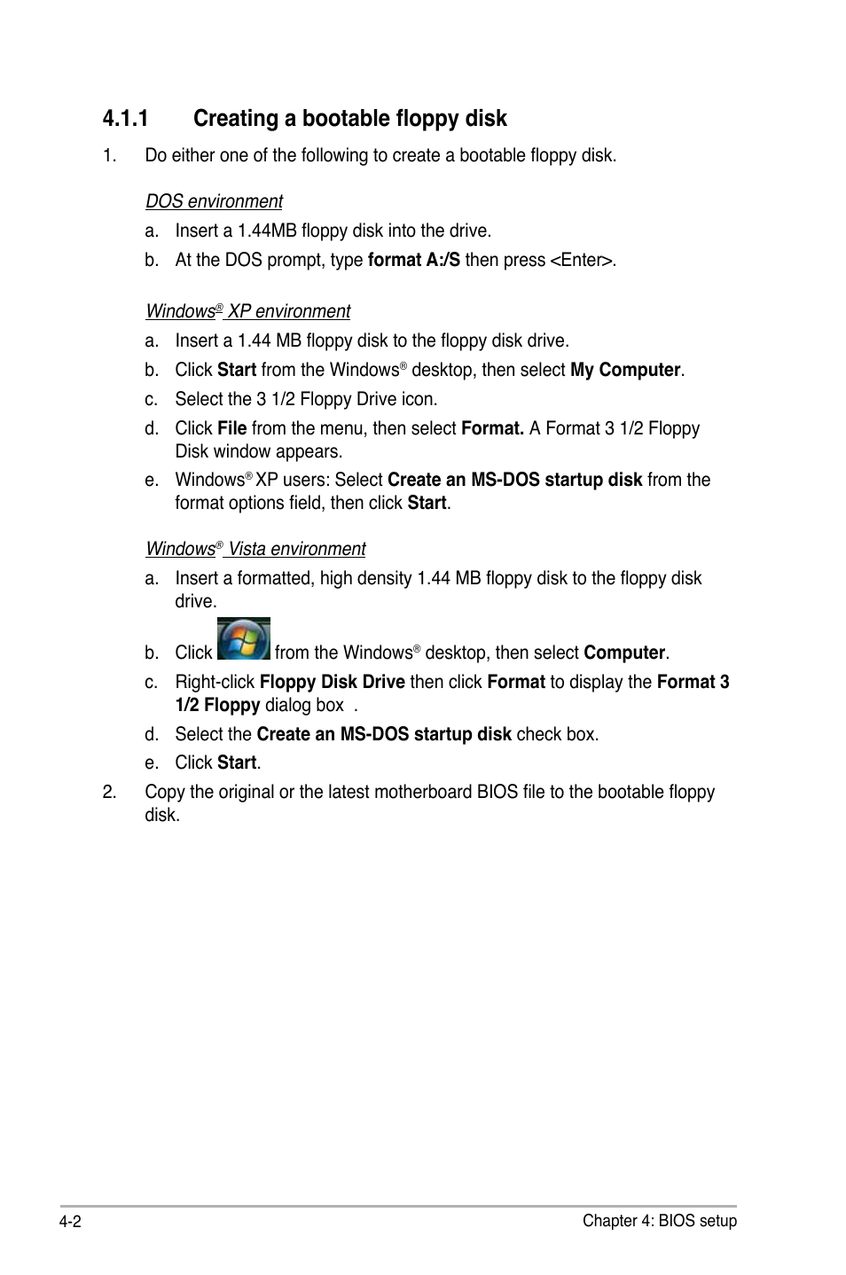 1 creating a bootable floppy disk | Asus M3A78-T User Manual | Page 66 / 166