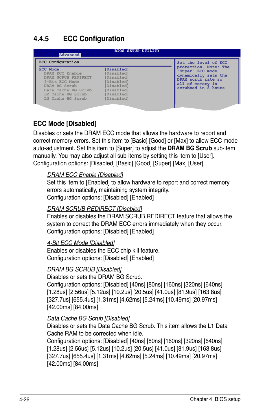 5 ecc configuration, Ecc mode [disabled | Asus M3A78-T User Manual | Page 90 / 166