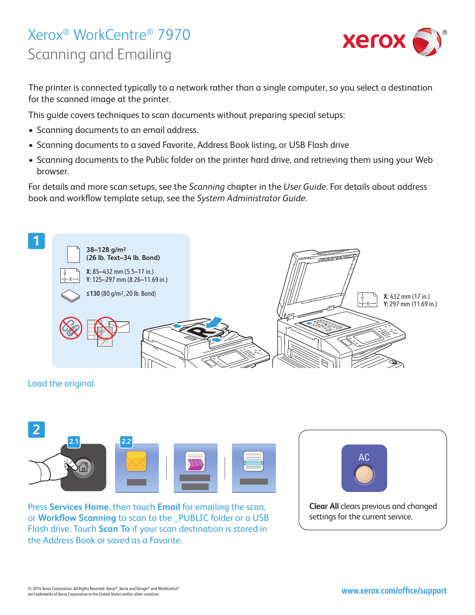 Scanning and emailing, Xerox, Workcentre | Xerox WorkCentre 7970-3793 User Manual | Page 7 / 14