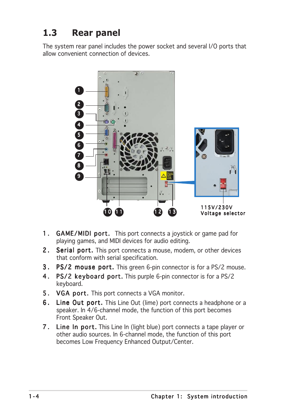 3 rear panel | Asus Barebone System A7VT400 User Manual | Page 14 / 98