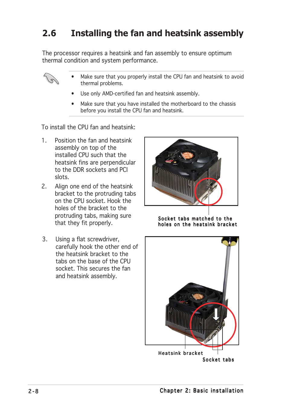 6 installing the fan and heatsink assembly | Asus Barebone System A7VT400 User Manual | Page 24 / 98