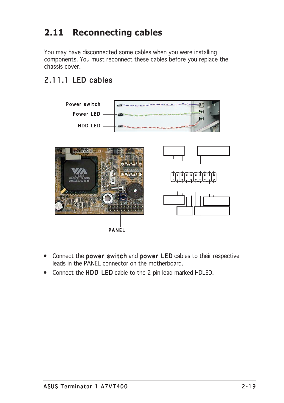 11 reconnecting cables | Asus Barebone System A7VT400 User Manual | Page 35 / 98