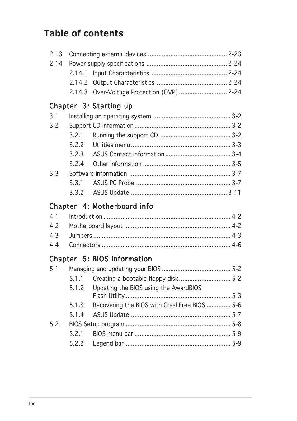 Asus Barebone System A7VT400 User Manual | Page 4 / 98