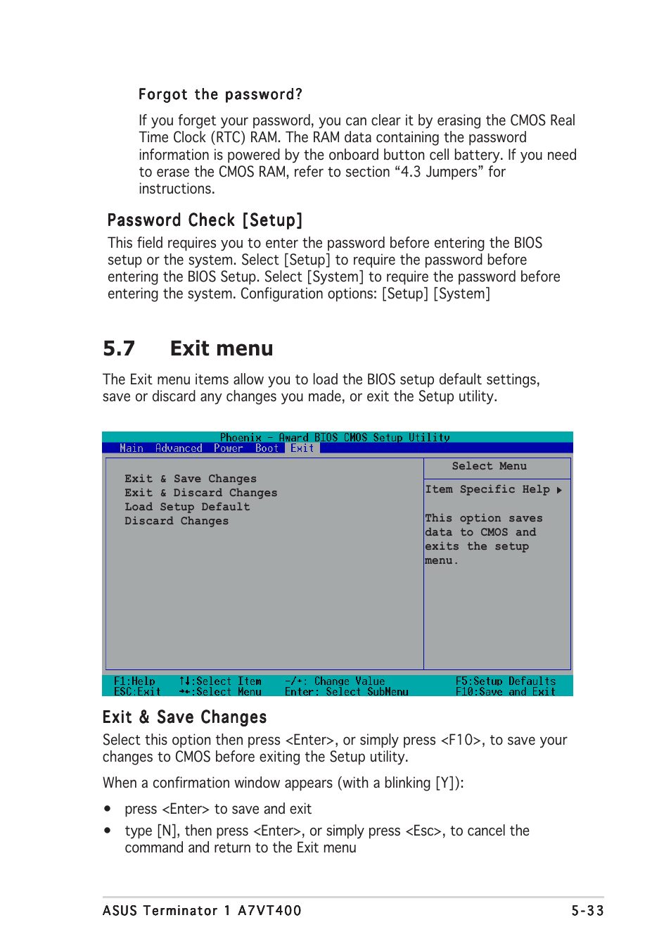 7 exit menu | Asus Barebone System A7VT400 User Manual | Page 97 / 98