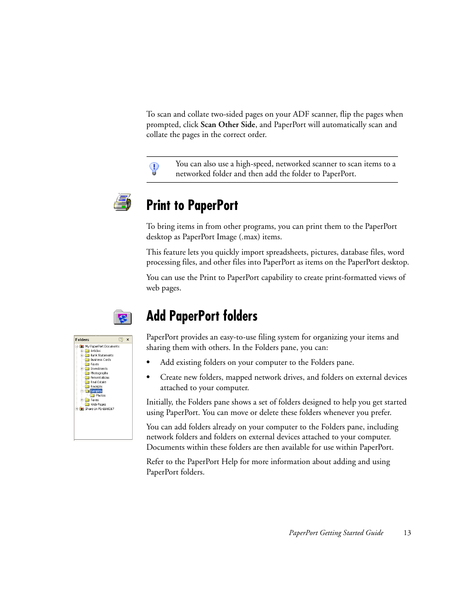 Print to paperport, Add paperport folders | Xerox WorkCentre M118-M118i-6221 User Manual | Page 13 / 25