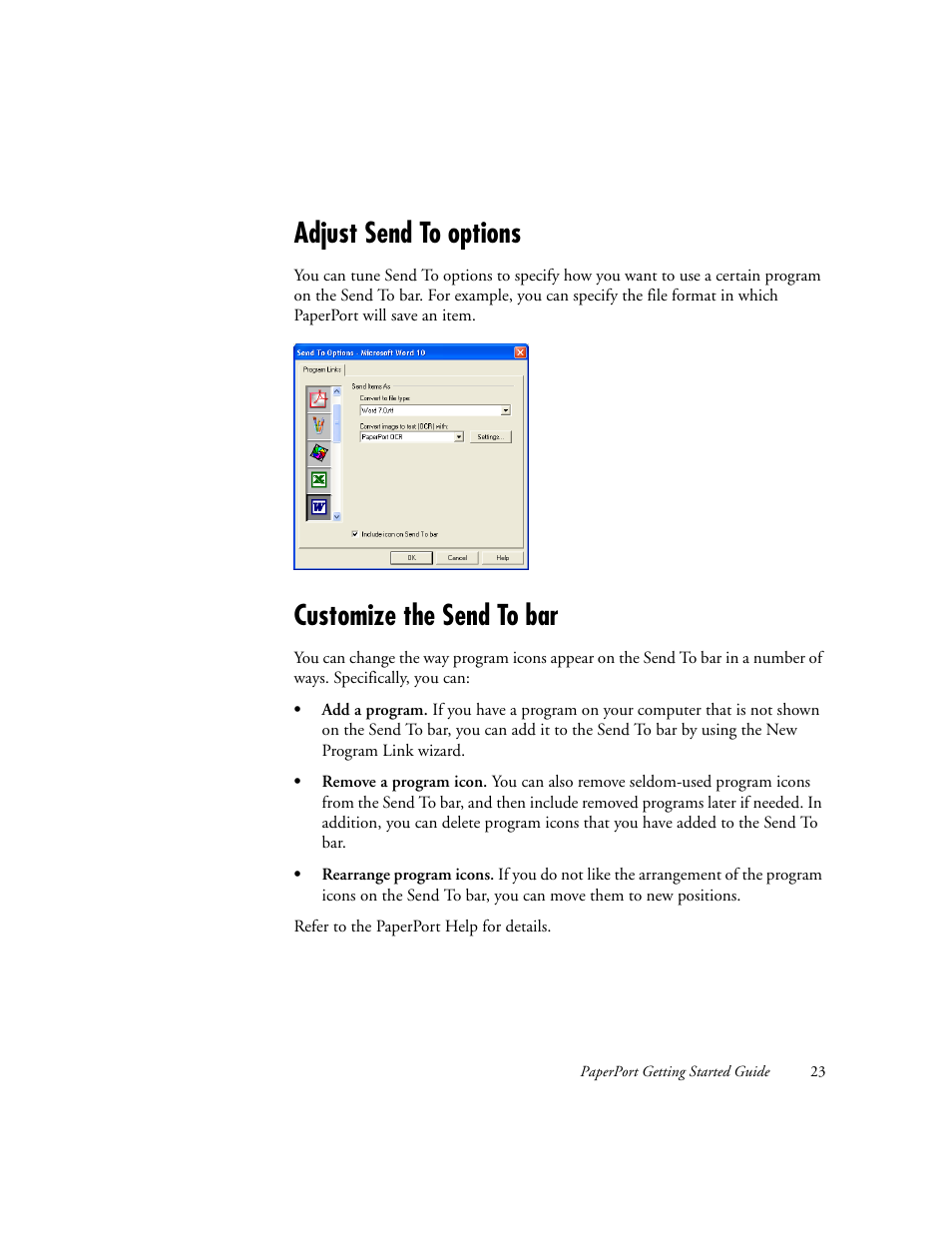 Adjust send to options, Customize the send to bar | Xerox WorkCentre M118-M118i-6221 User Manual | Page 23 / 25