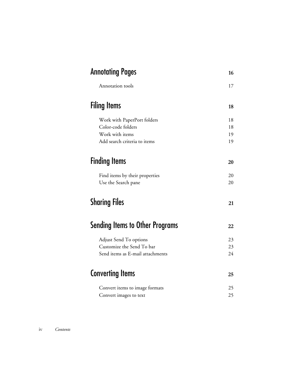 Annotating pages, Filing items, Finding items | Sharing files, Sending items to other programs, Converting items | Xerox WorkCentre M118-M118i-6221 User Manual | Page 4 / 25