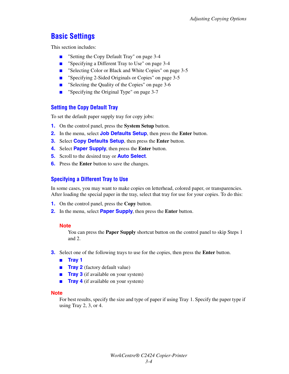 Basic settings | Xerox WorkCentre C2424-3836 User Manual | Page 4 / 19