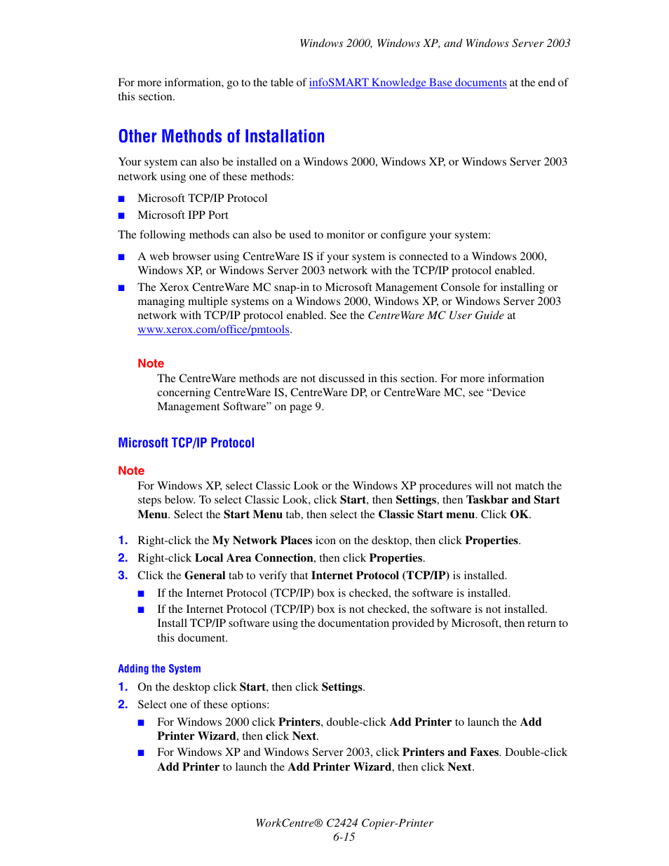 Other methods of installation, Other methods of installation -15 | Xerox WorkCentre C2424-3833 User Manual | Page 165 / 272