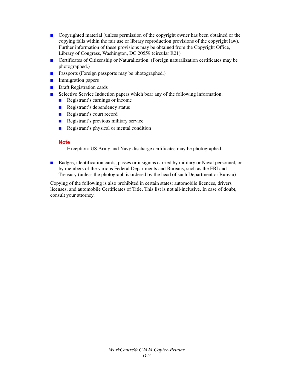 Xerox WorkCentre C2424-3833 User Manual | Page 262 / 272