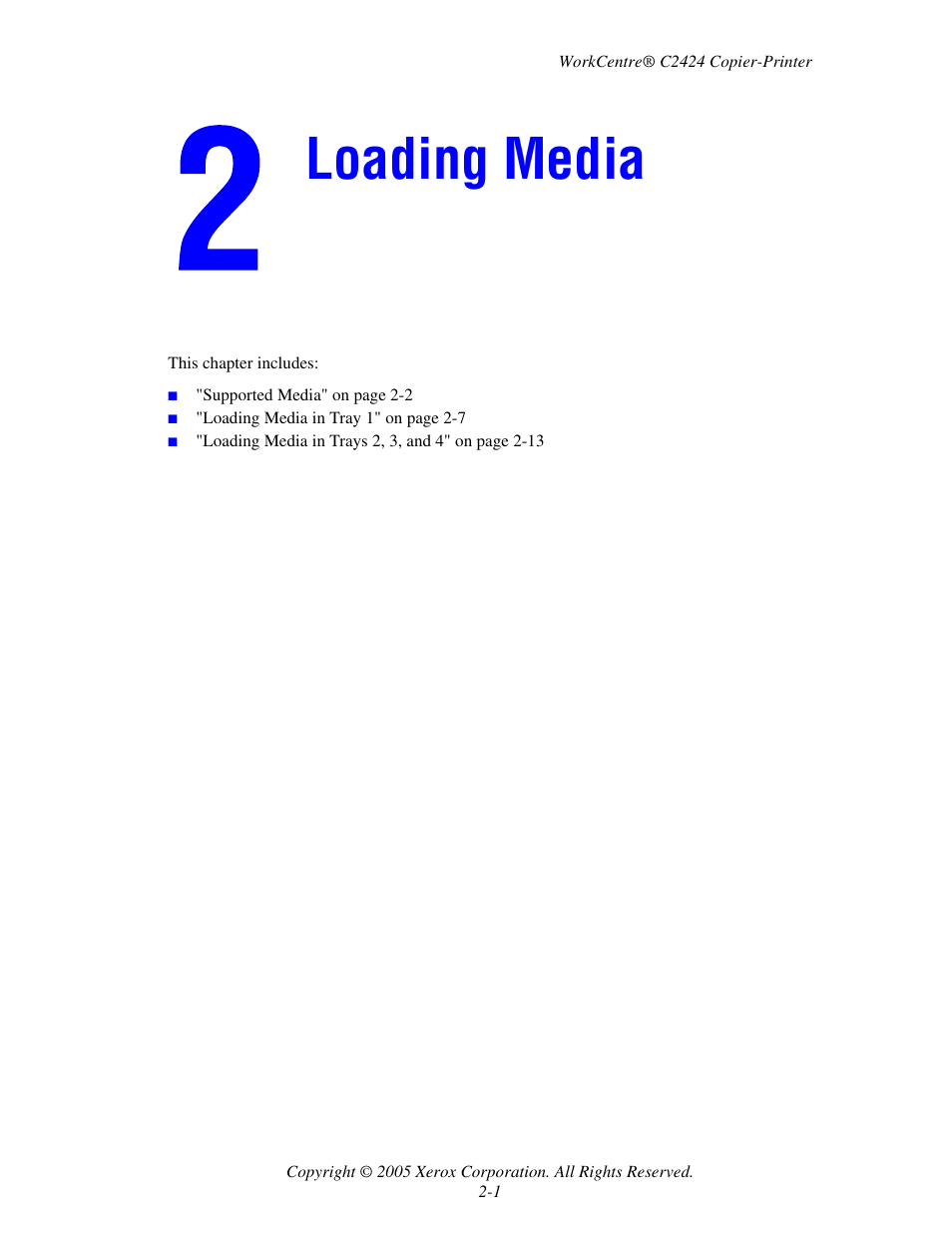 Loading media | Xerox WorkCentre C2424-3833 User Manual | Page 30 / 272