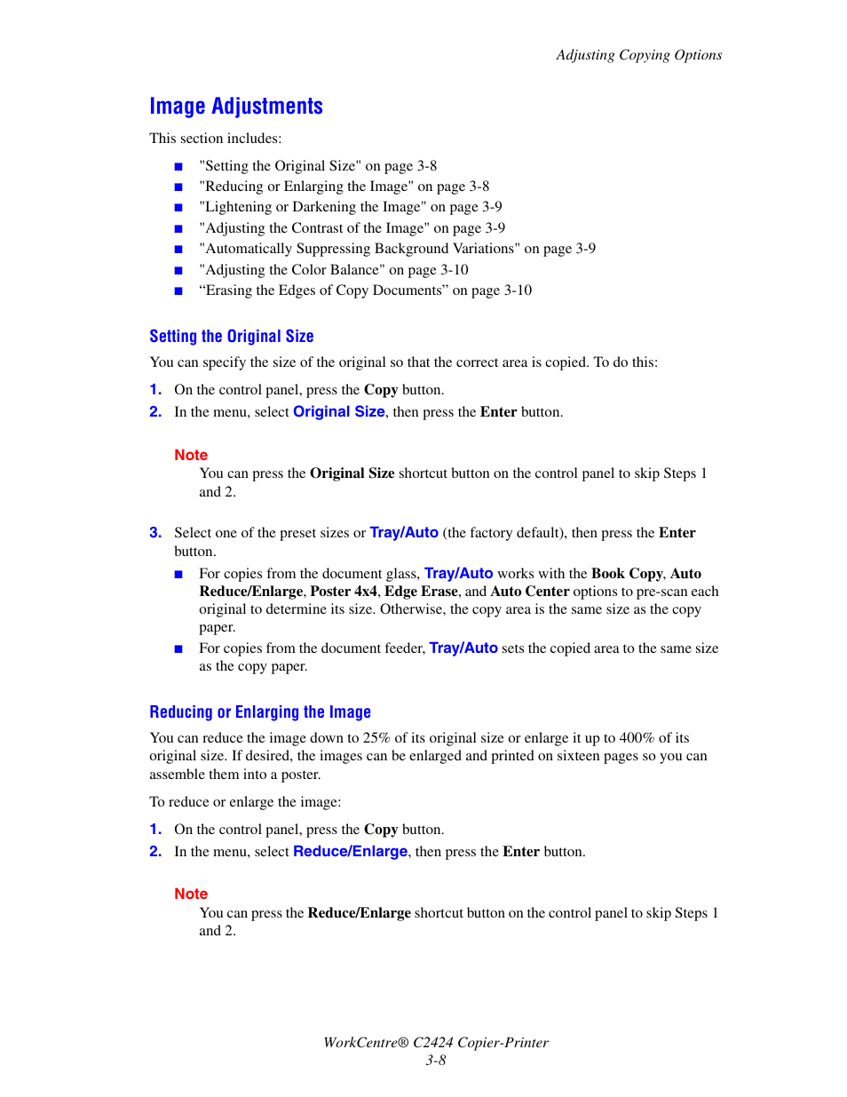 Image adjustments, Image adjustments -8 | Xerox WorkCentre C2424-3833 User Manual | Page 53 / 272