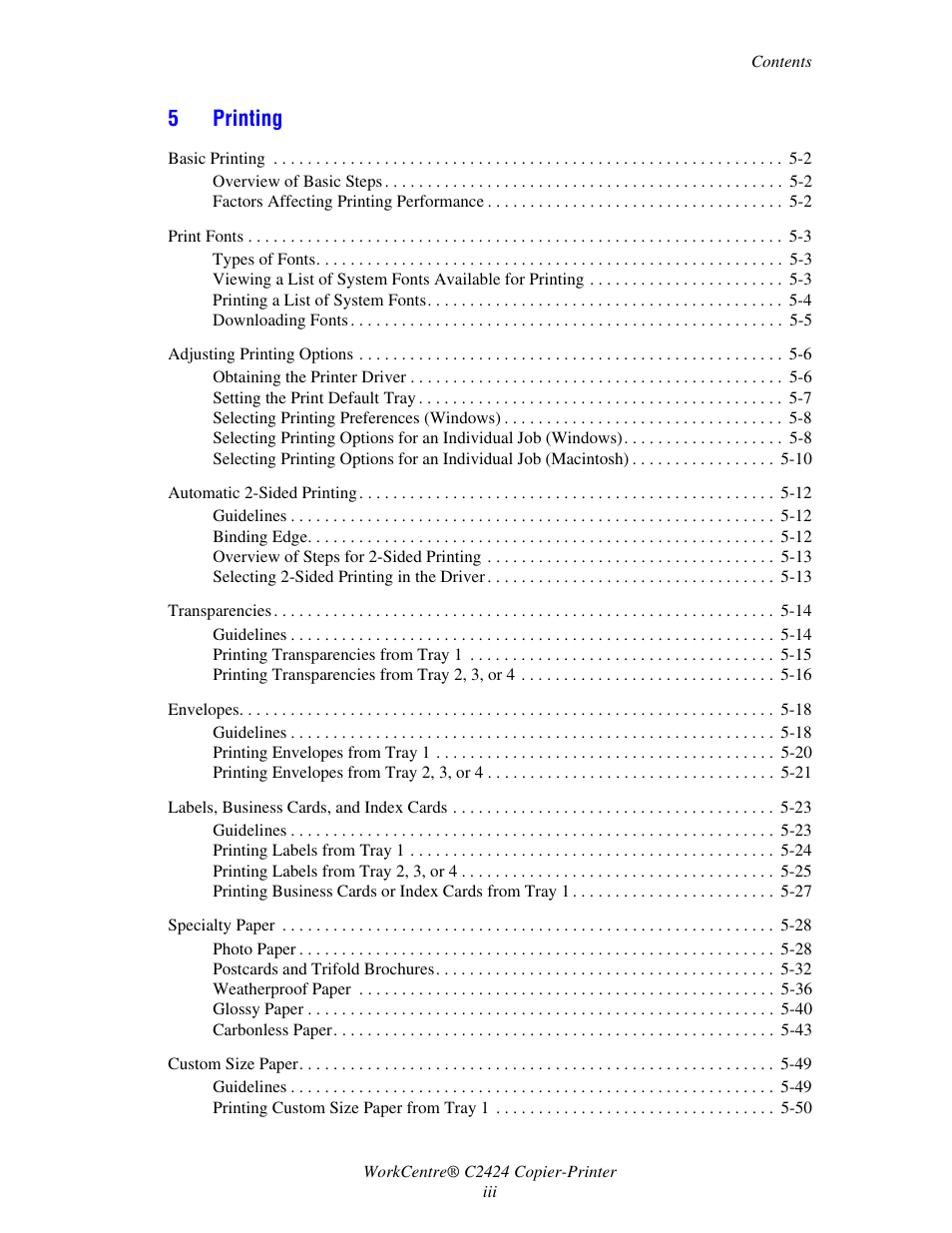 5printing | Xerox WorkCentre C2424-3833 User Manual | Page 6 / 272