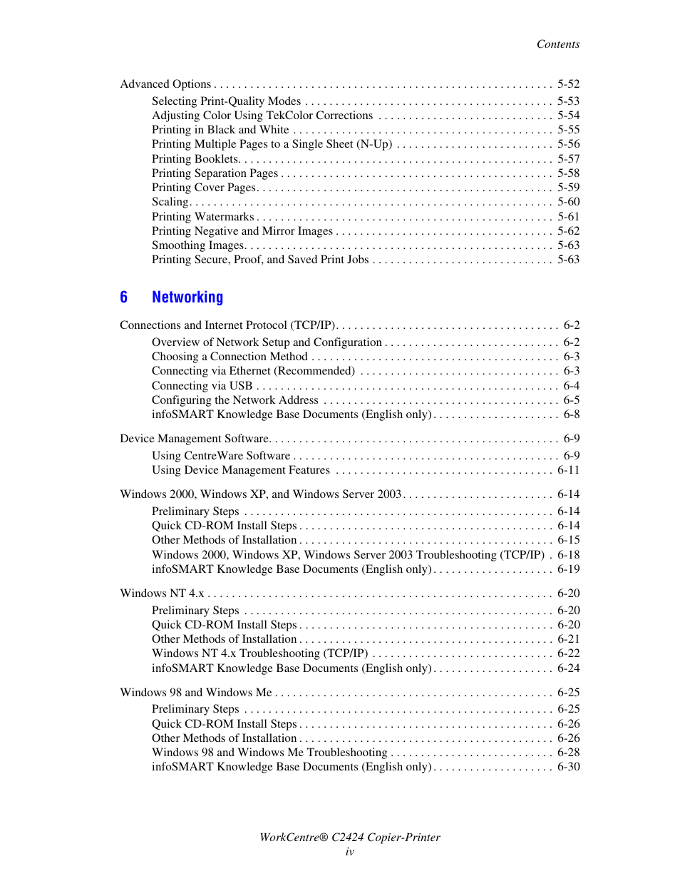 6networking | Xerox WorkCentre C2424-3833 User Manual | Page 7 / 272