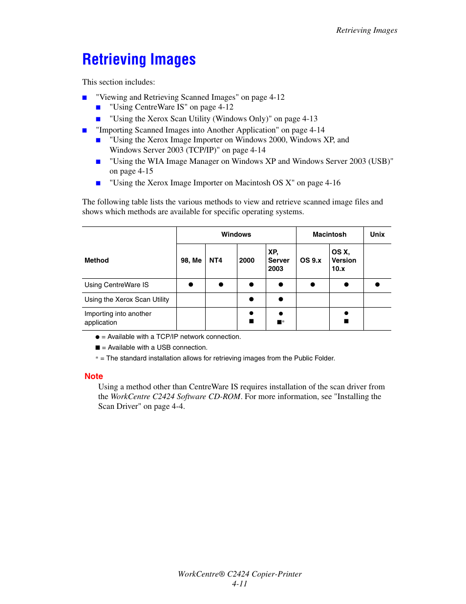 Retrieving images, Retrieving images -11 | Xerox WorkCentre C2424-3833 User Manual | Page 75 / 272