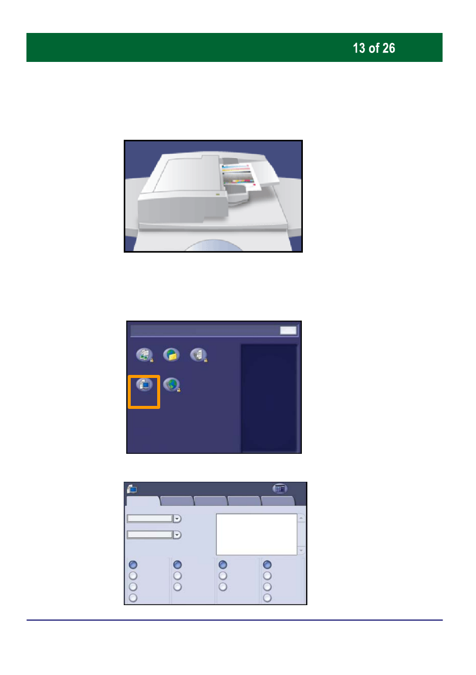 Simple network scanning, Load the documents, Select the template | Xerox WorkCentre 7655-7665-7675-3720 User Manual | Page 14 / 28