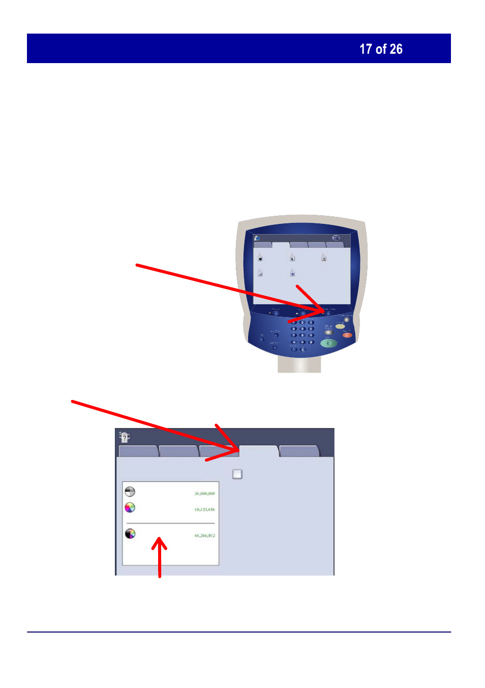 Billing information/usage counters, Machine status | Xerox WorkCentre 7655-7665-7675-3720 User Manual | Page 18 / 28