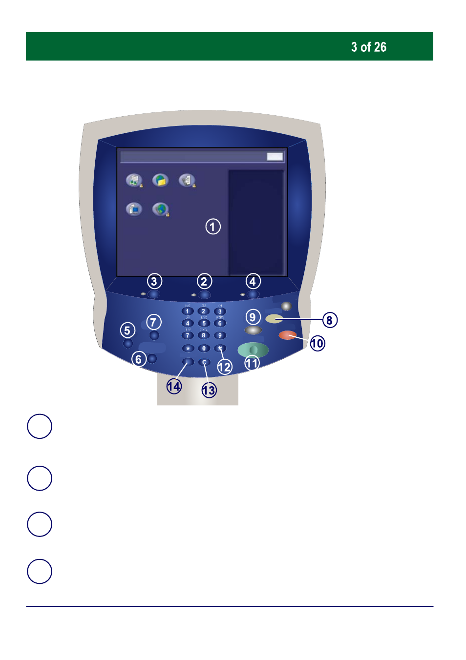 Control panel | Xerox WorkCentre 7655-7665-7675-3720 User Manual | Page 4 / 28