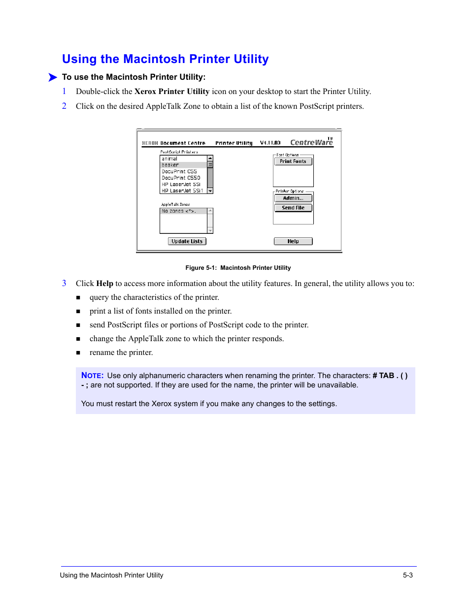 Using the macintosh printer utility, Using the macintosh printer utility -3 | Xerox WorkCentre 7655-7665-7675-2530 User Manual | Page 25 / 32