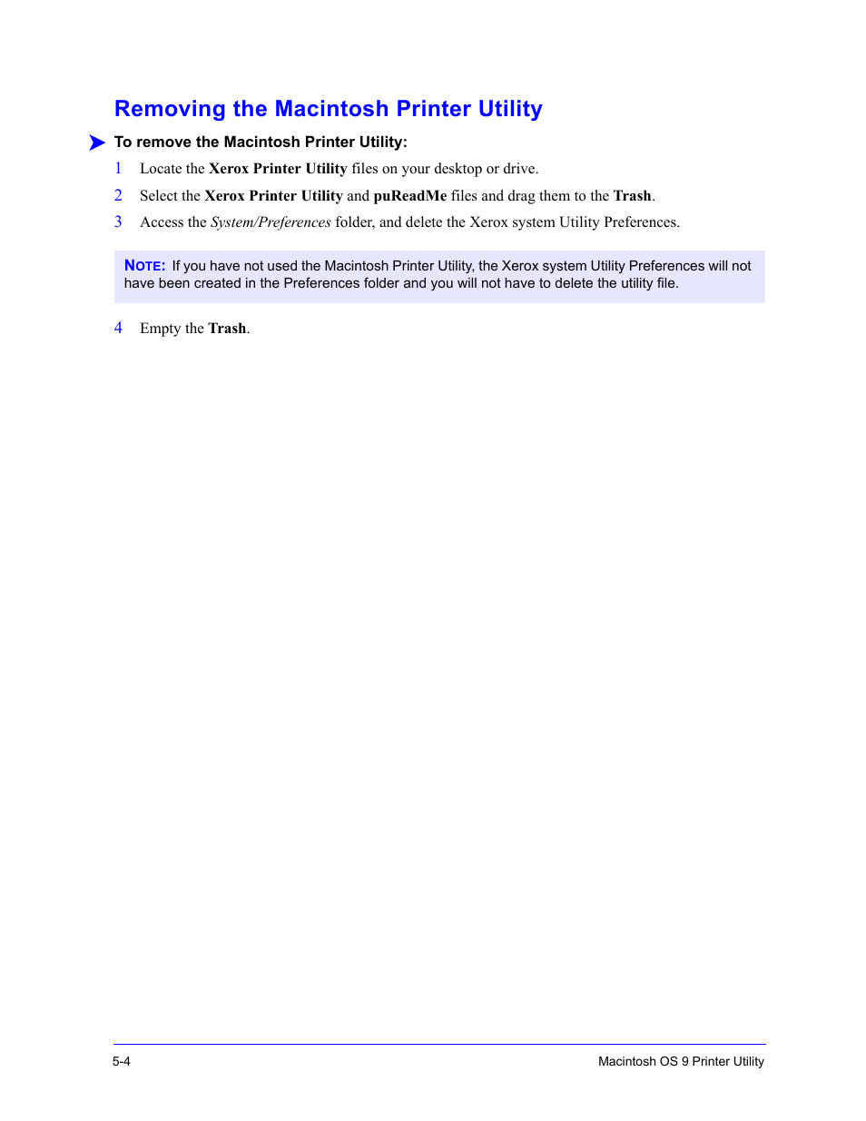 Removing the macintosh printer utility, Removing the macintosh printer utility -4 | Xerox WorkCentre 7655-7665-7675-2530 User Manual | Page 26 / 32