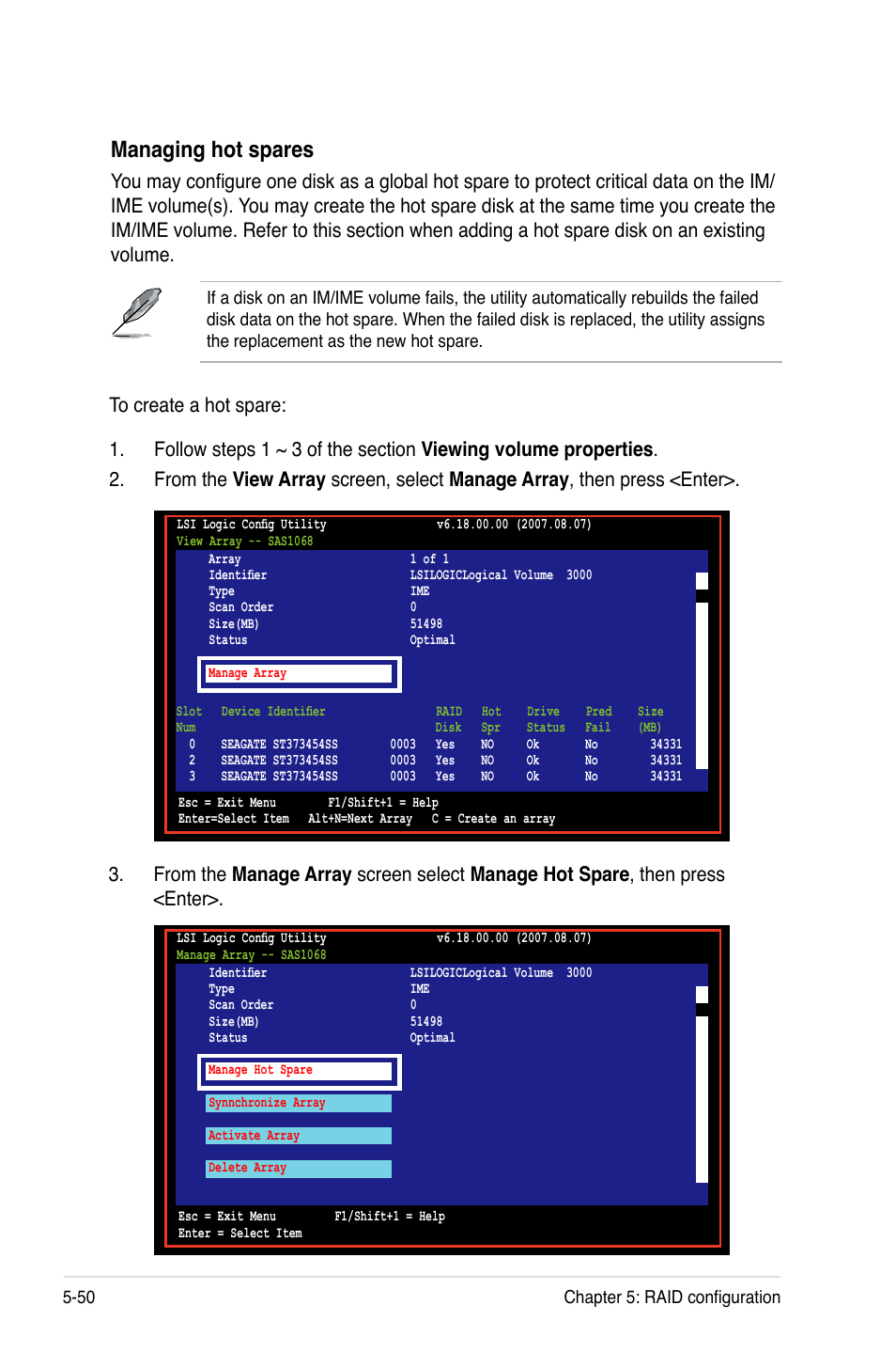 Managing hot spares | Asus DSEB-D16 User Manual | Page 160 / 200