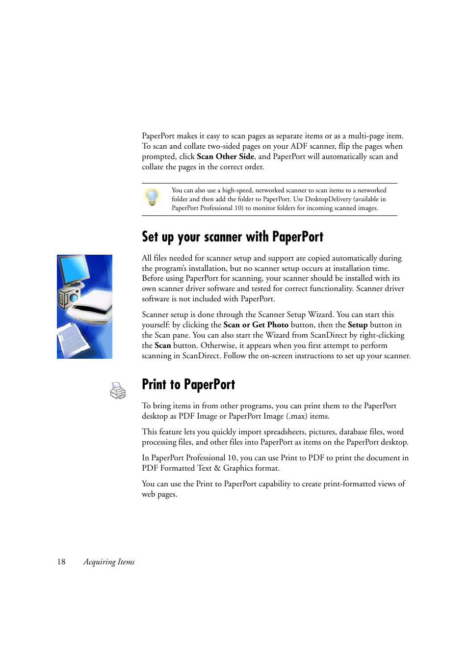 Set up your scanner with paperport, Print to paperport | Xerox WorkCentre C2424-2655 User Manual | Page 18 / 36