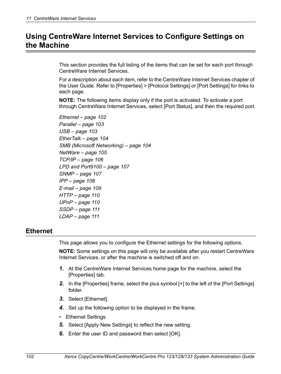 Ethernet | Xerox WorkCentre M123-M128-6336 User Manual | Page 102 / 166