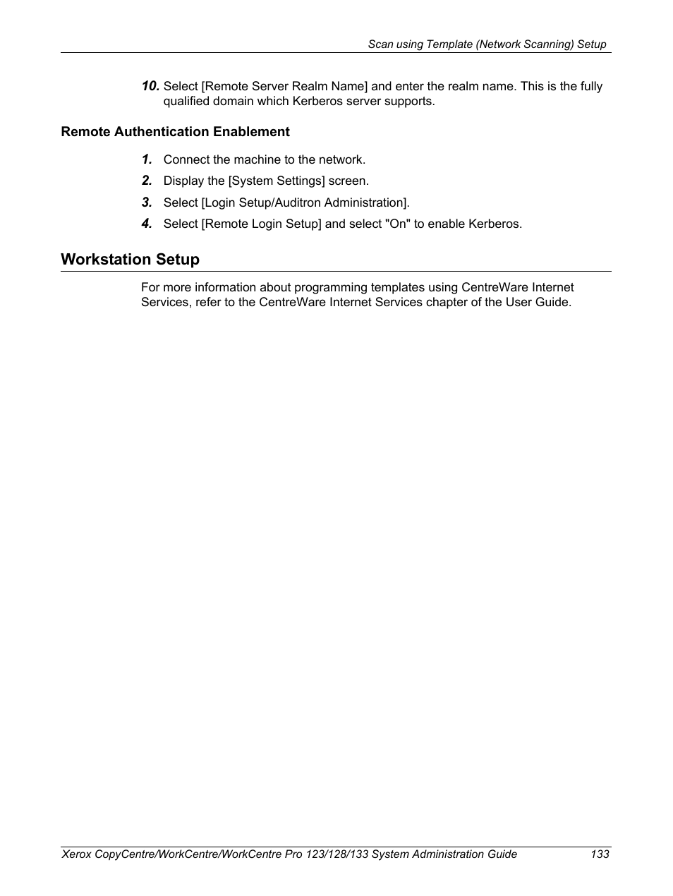 Workstation setup | Xerox WorkCentre M123-M128-6336 User Manual | Page 133 / 166