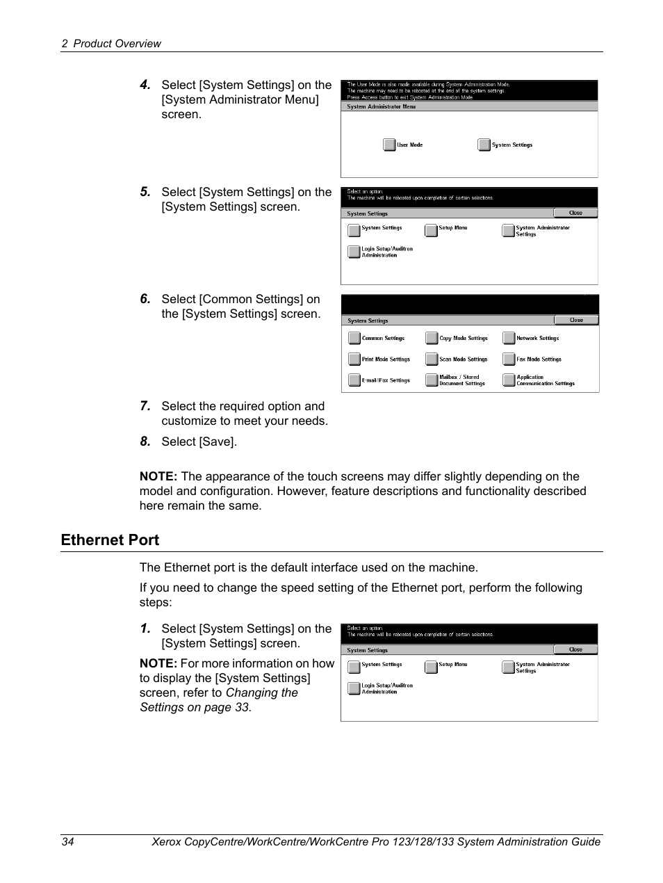 Ethernet port | Xerox WorkCentre M123-M128-6336 User Manual | Page 34 / 166