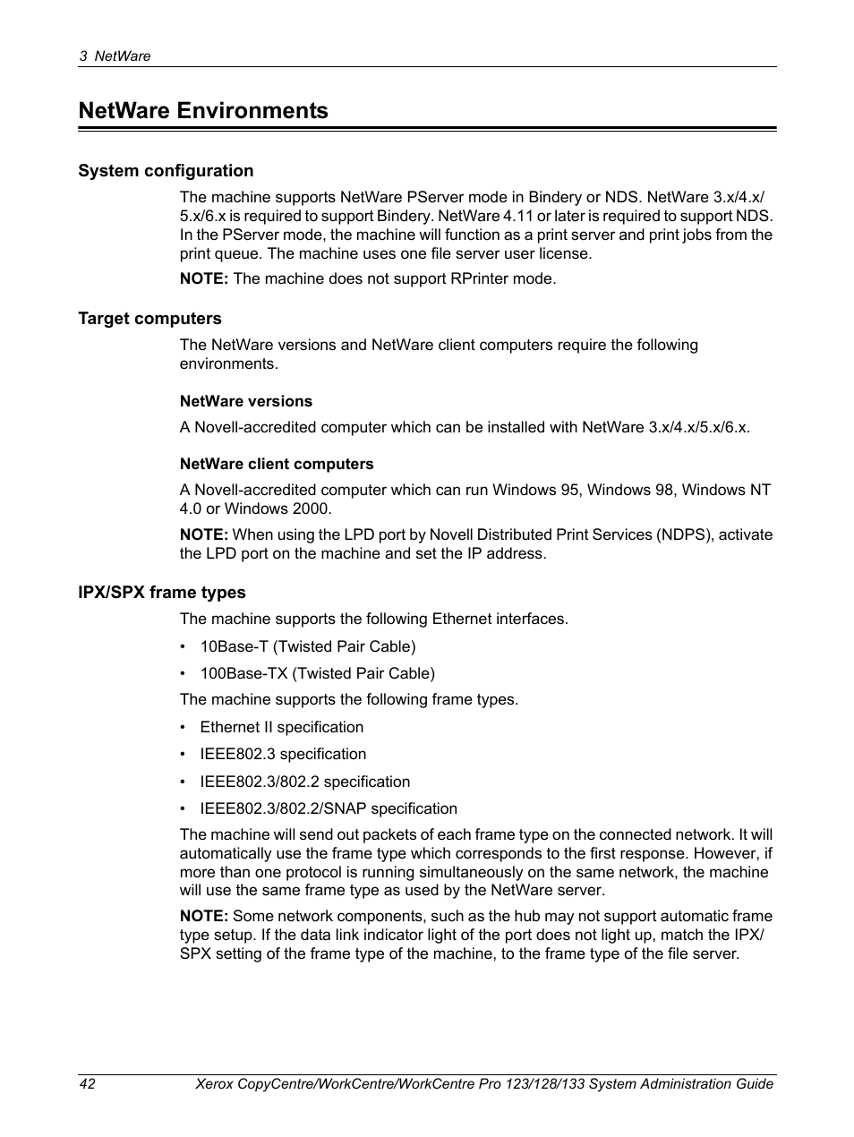 Netware environments | Xerox WorkCentre M123-M128-6336 User Manual | Page 42 / 166