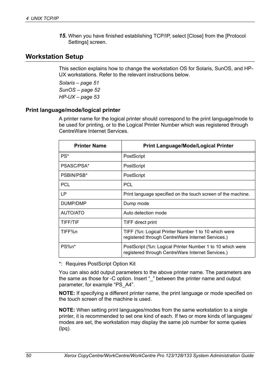 Workstation setup | Xerox WorkCentre M123-M128-6336 User Manual | Page 50 / 166