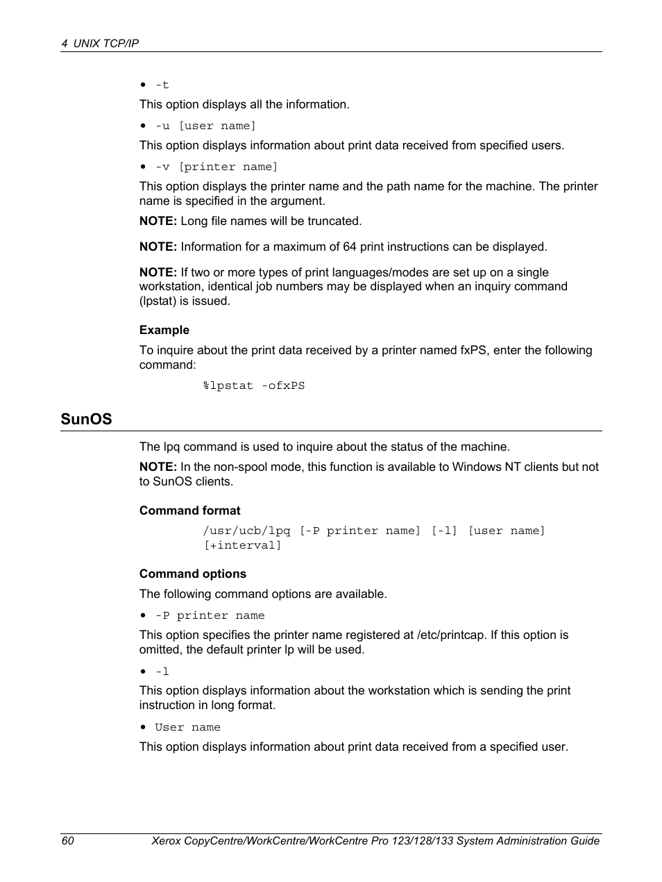 Sunos | Xerox WorkCentre M123-M128-6336 User Manual | Page 60 / 166