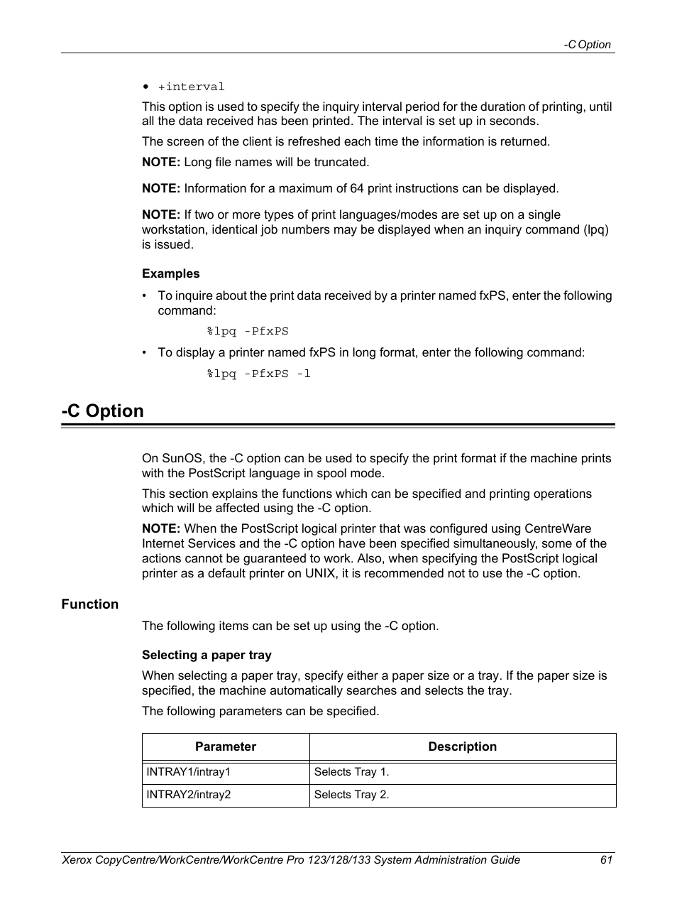 C option | Xerox WorkCentre M123-M128-6336 User Manual | Page 61 / 166