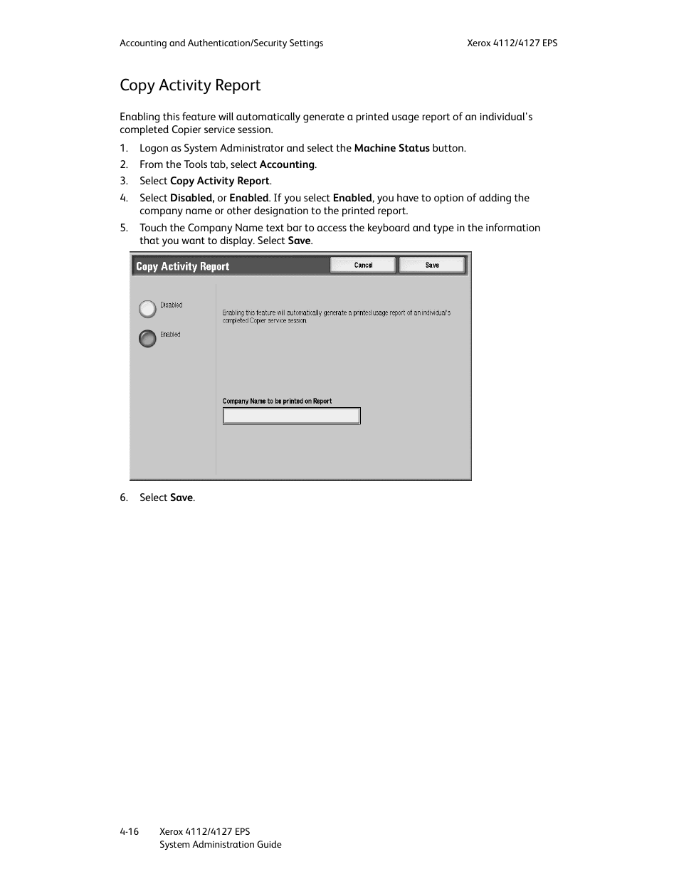 Copy activity report, Copy activity report -16 | Xerox 4112-4127 Enterprise Printing System-4611 User Manual | Page 108 / 148