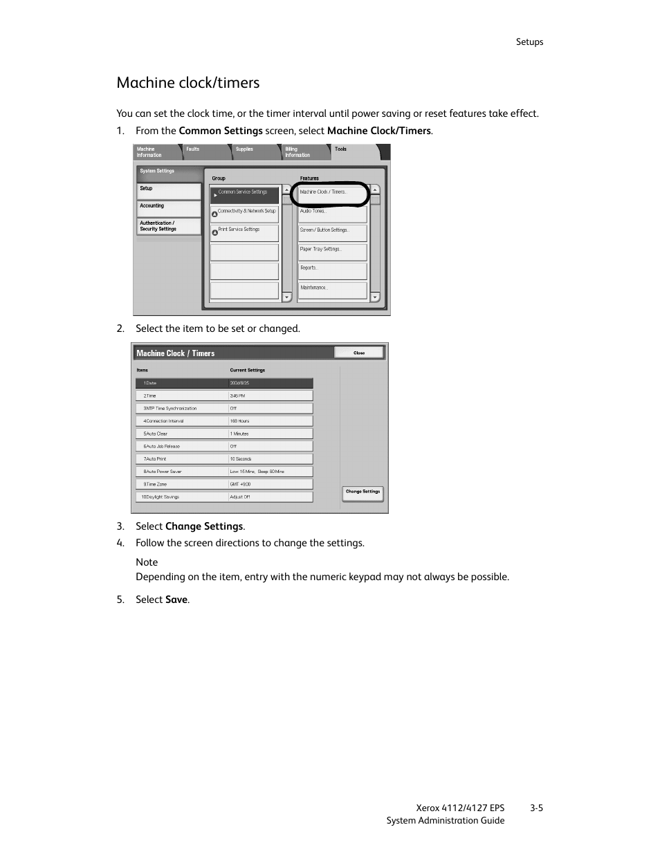 Machine clock/timers, Machine clock/timers -5 | Xerox 4112-4127 Enterprise Printing System-4611 User Manual | Page 21 / 148