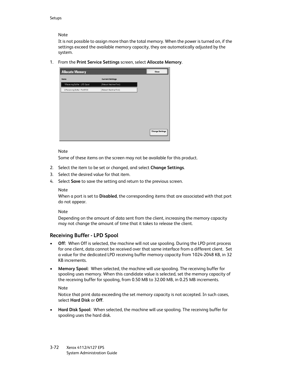 Receiving buffer - lpd spool, Receiving buffer - lpd spool -72 | Xerox 4112-4127 Enterprise Printing System-4611 User Manual | Page 88 / 148