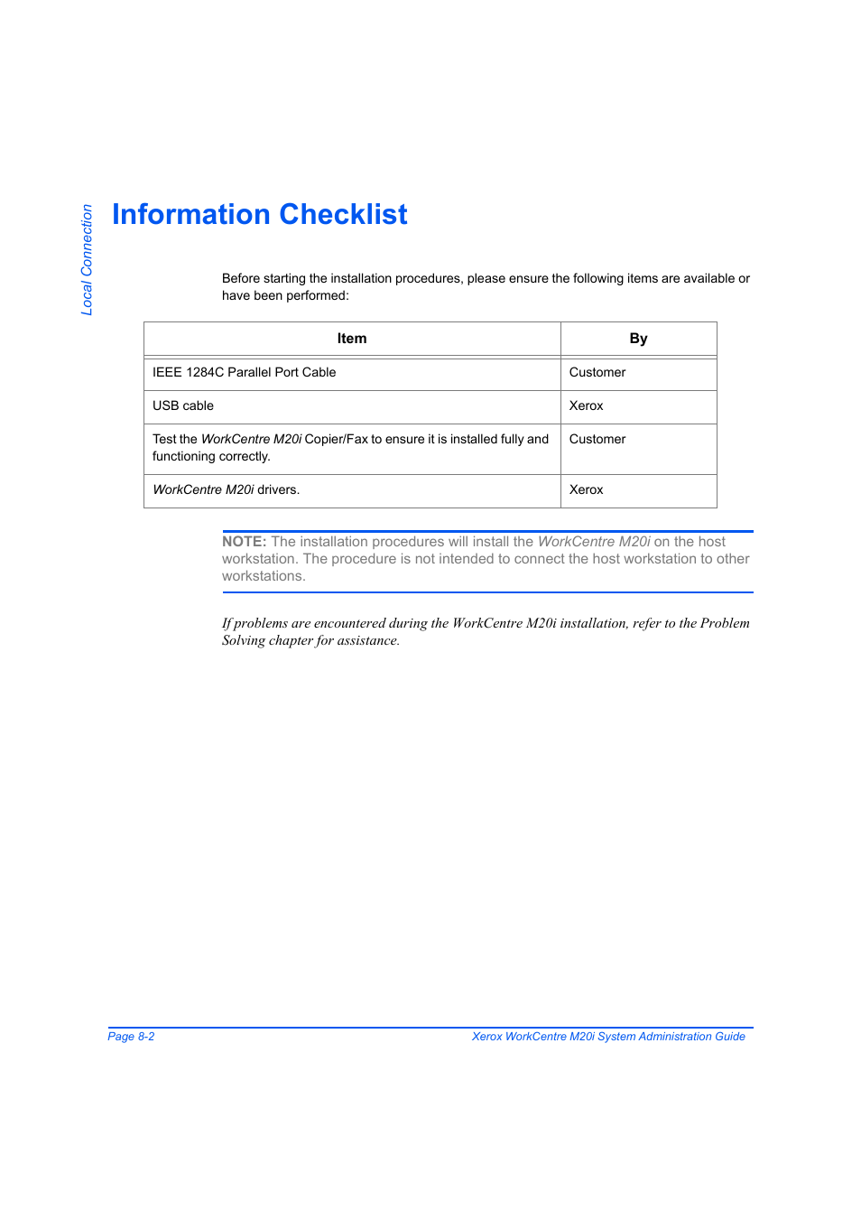 Information checklist, Information checklist -2 | Xerox WorkCentre M20-M20i-2723 User Manual | Page 118 / 218