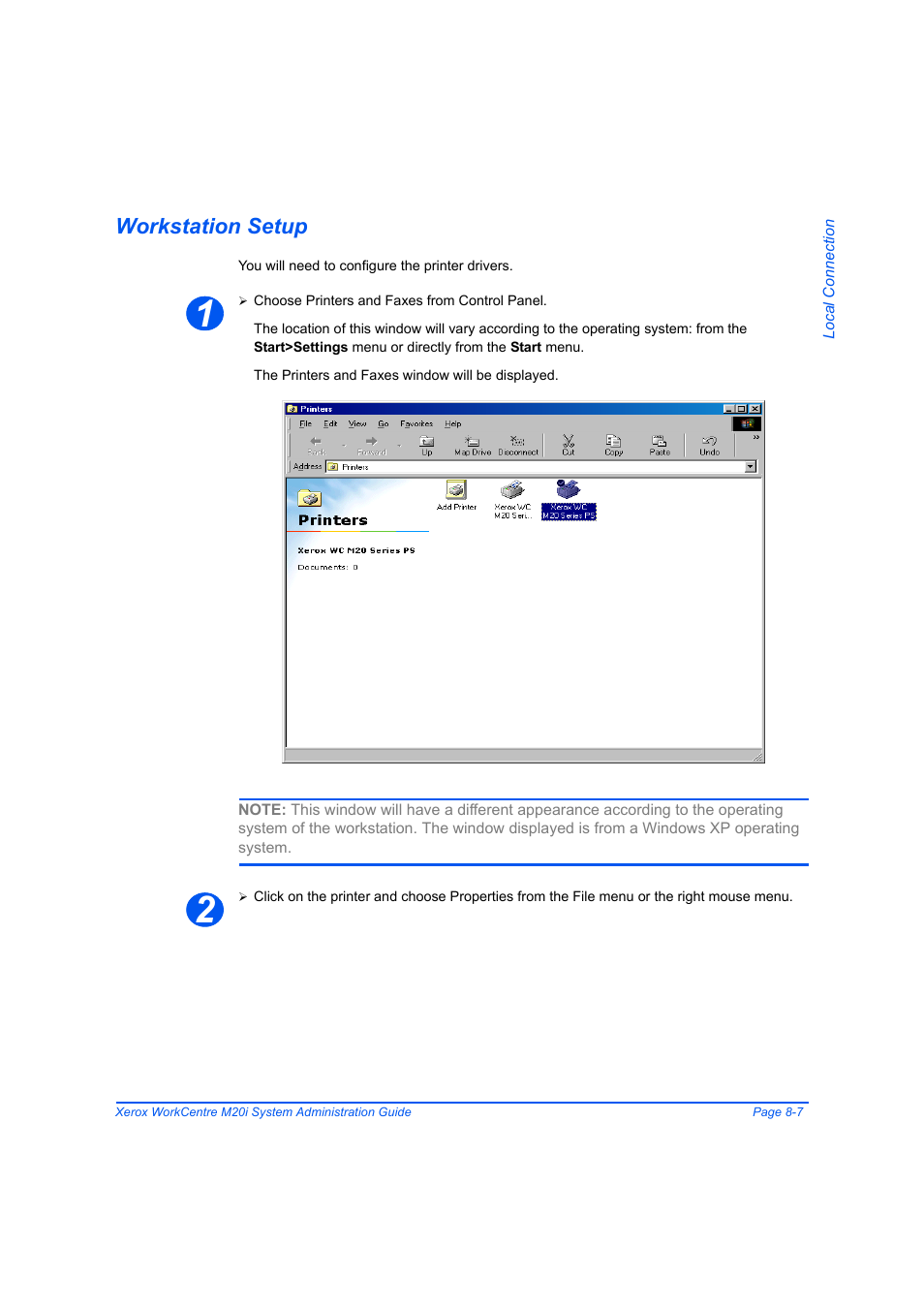 Workstation setup, Workstation setup -7 | Xerox WorkCentre M20-M20i-2723 User Manual | Page 123 / 218