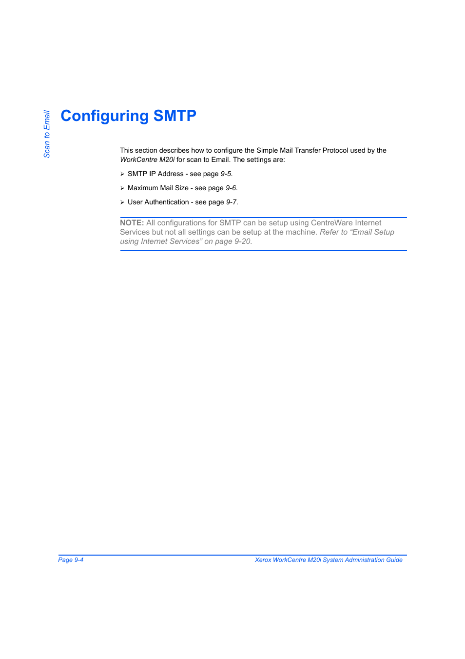 Configuring smtp, Configuring smtp -4 | Xerox WorkCentre M20-M20i-2723 User Manual | Page 130 / 218