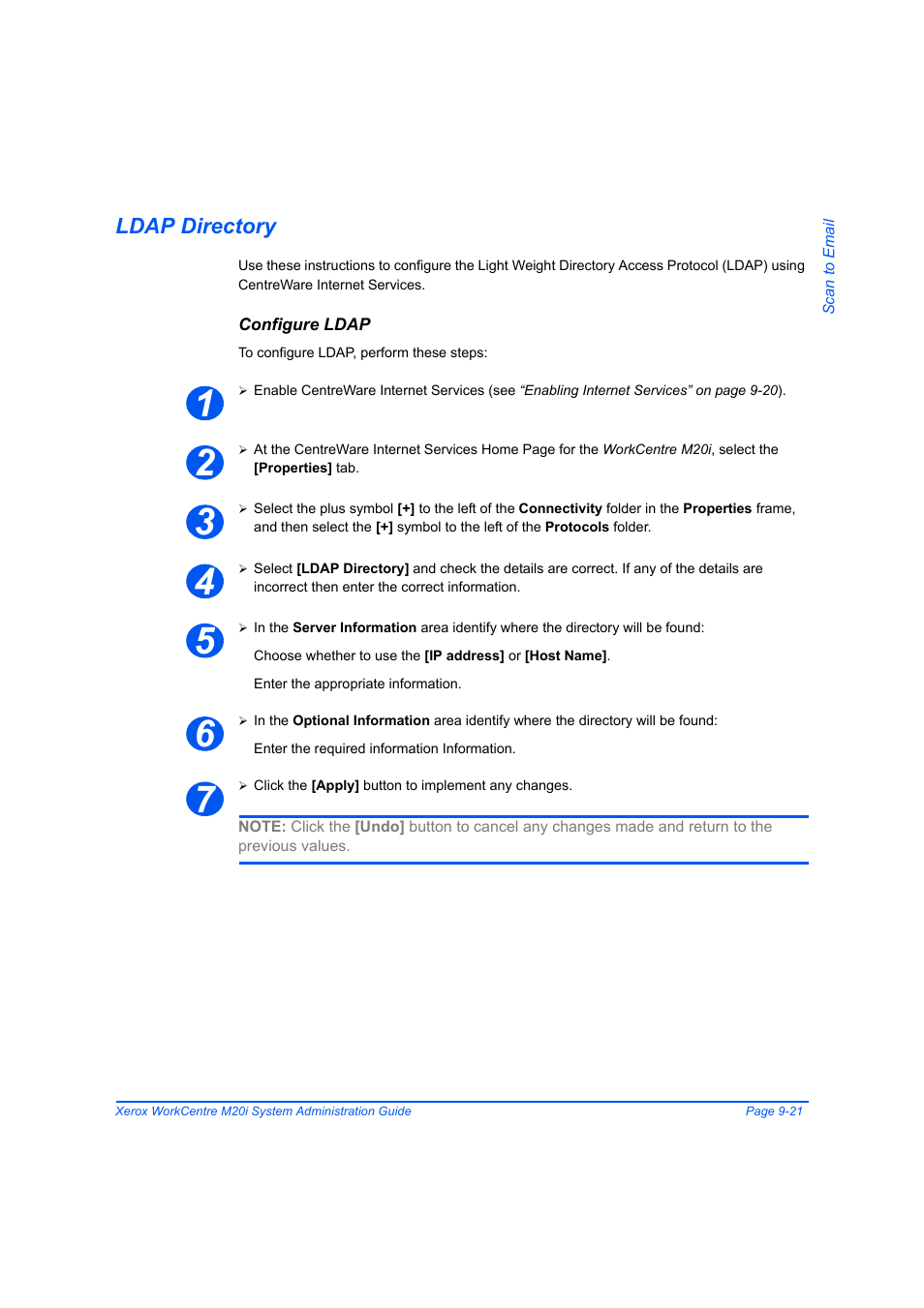 Ldap directory, Configure ldap, Ldap directory -21 | Xerox WorkCentre M20-M20i-2723 User Manual | Page 147 / 218