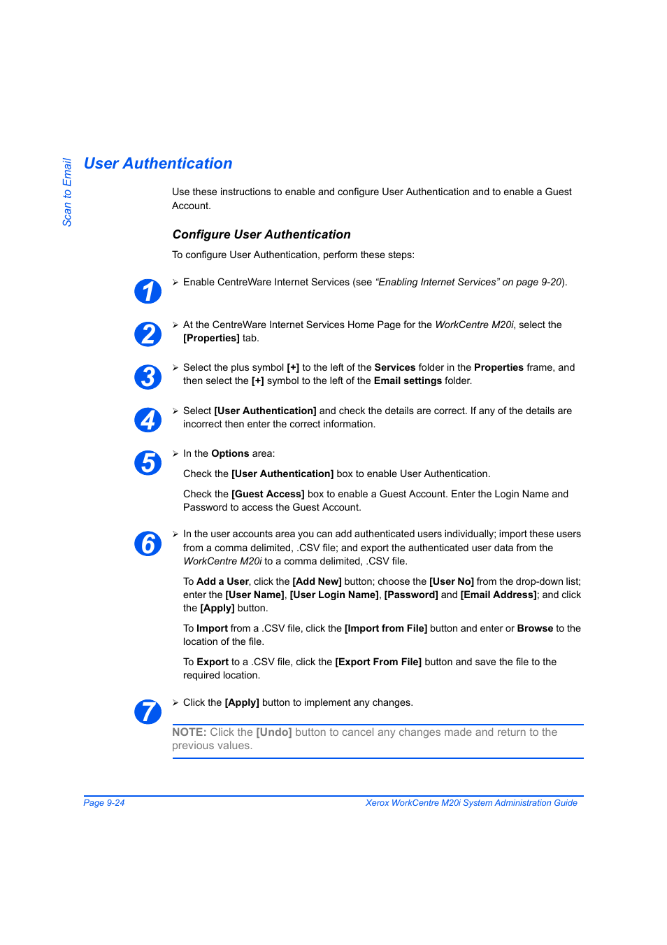 User authentication, Configure user authentication, User authentication -24 | Xerox WorkCentre M20-M20i-2723 User Manual | Page 150 / 218