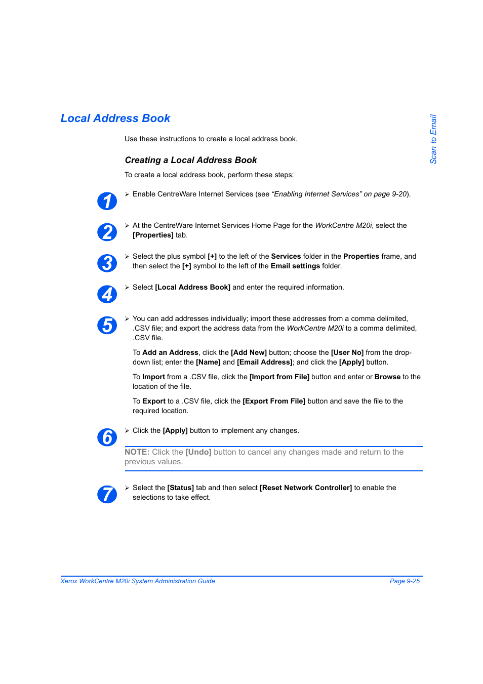 Local address book, Creating a local address book, Local address book -25 | Xerox WorkCentre M20-M20i-2723 User Manual | Page 151 / 218