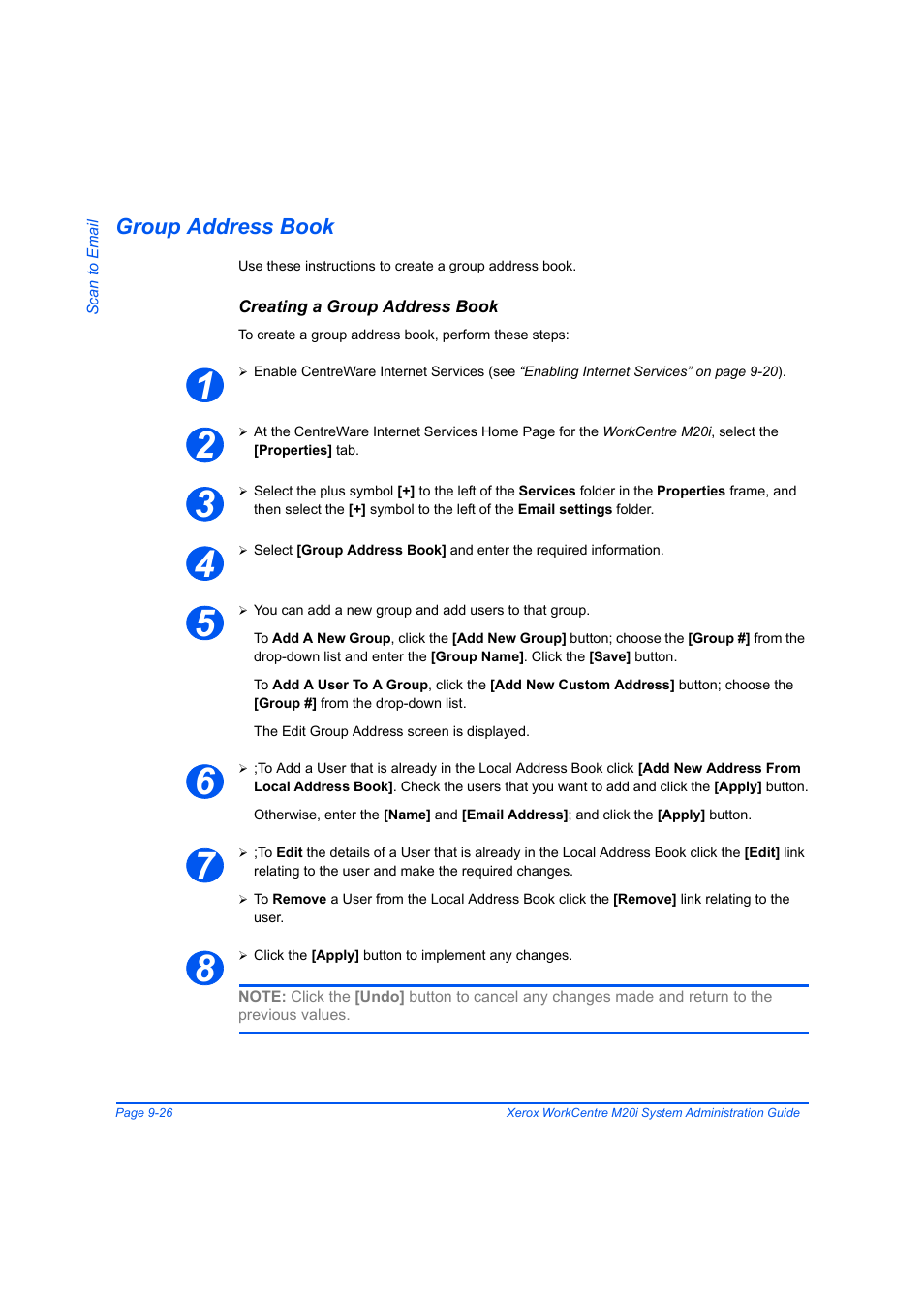 Group address book, Creating a group address book, Group address book -26 | Xerox WorkCentre M20-M20i-2723 User Manual | Page 152 / 218