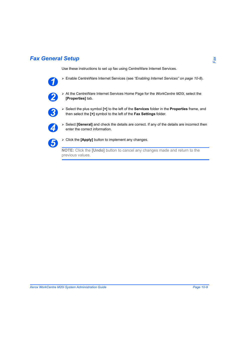 Fax general setup, Fax general setup -9 | Xerox WorkCentre M20-M20i-2723 User Manual | Page 165 / 218