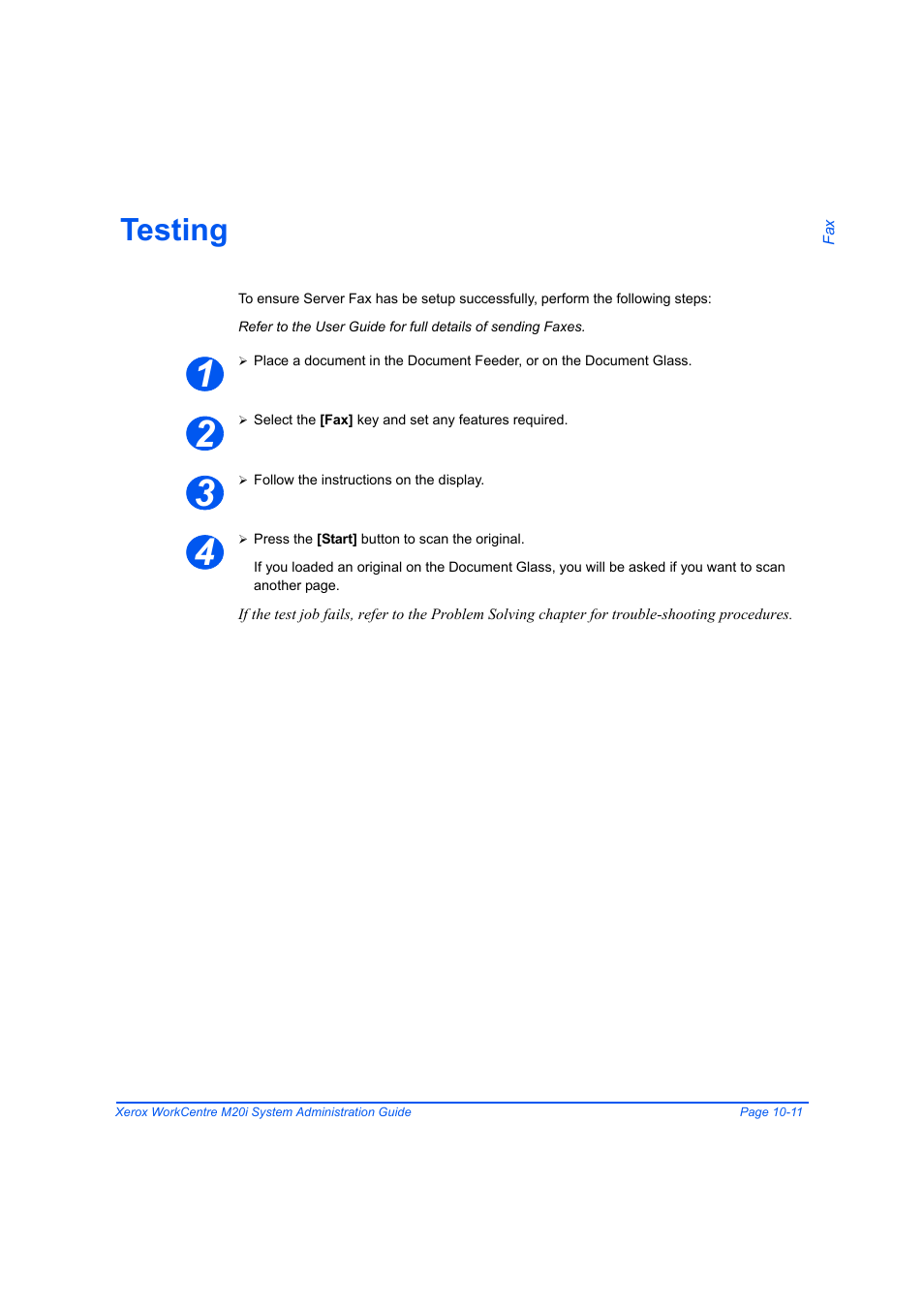 Testing, Testing -11 | Xerox WorkCentre M20-M20i-2723 User Manual | Page 167 / 218