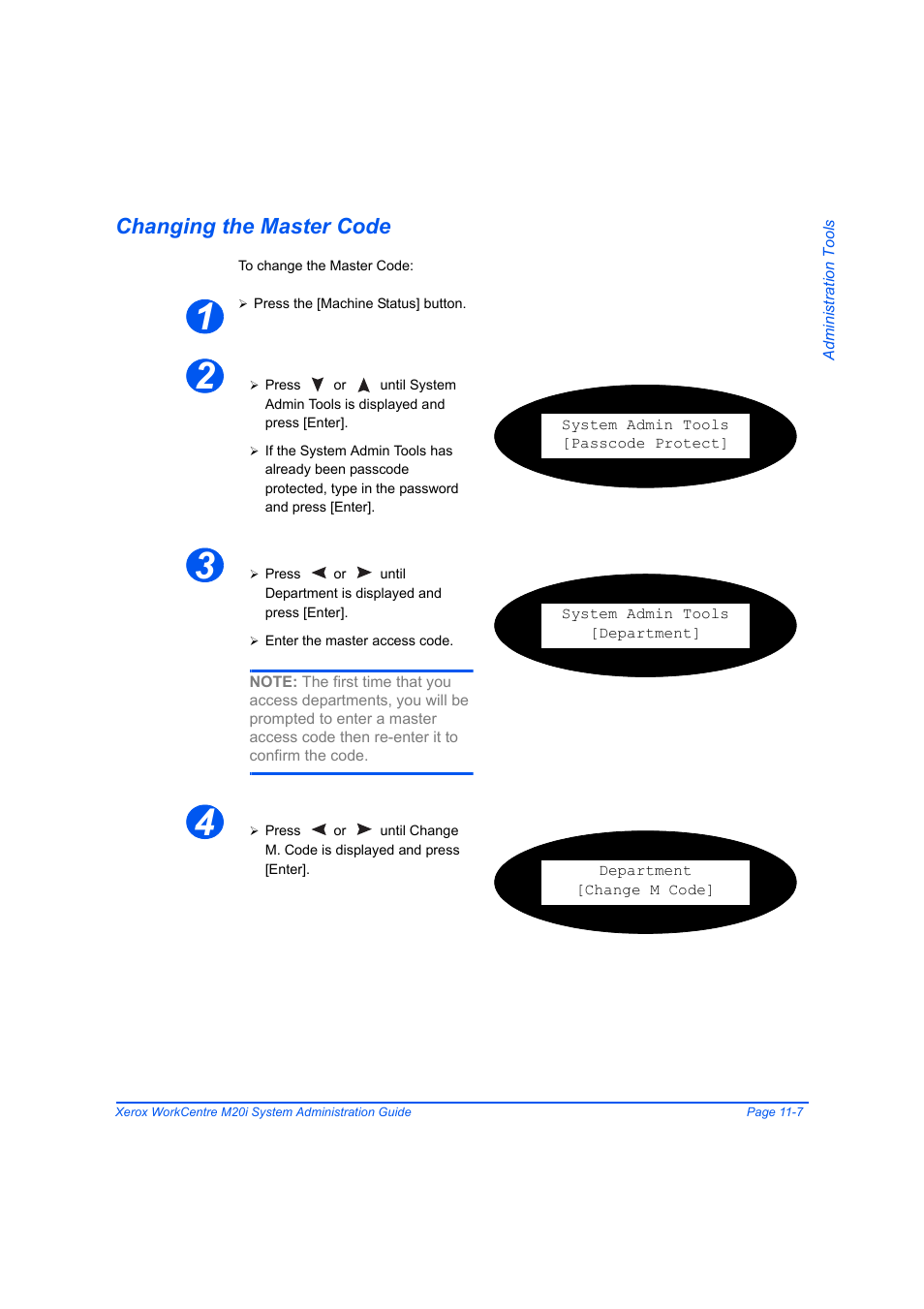 Changing the master code, Changing the master code -7 | Xerox WorkCentre M20-M20i-2723 User Manual | Page 175 / 218