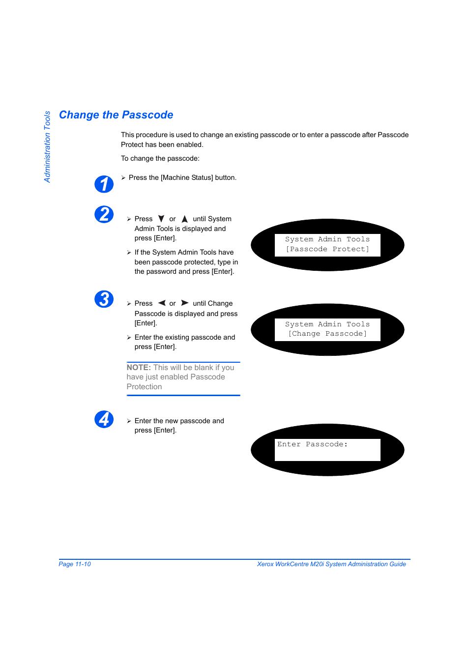 Change the passcode, Change the passcode -10 | Xerox WorkCentre M20-M20i-2723 User Manual | Page 178 / 218