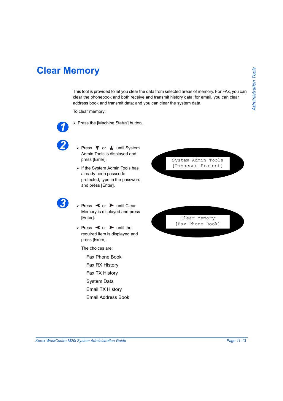 Clear memory, Clear memory -13 | Xerox WorkCentre M20-M20i-2723 User Manual | Page 181 / 218