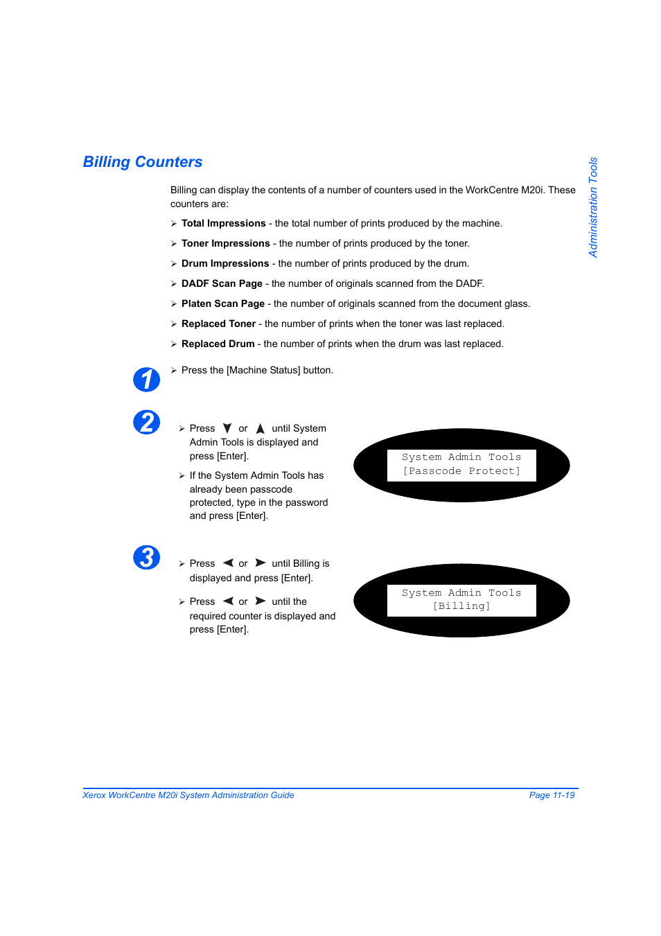 Billing counters, Billing counters -19 | Xerox WorkCentre M20-M20i-2723 User Manual | Page 187 / 218