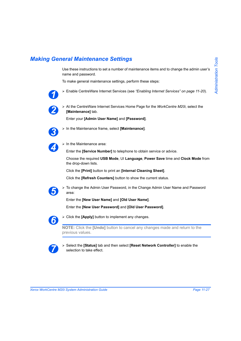 Making general maintenance settings, Making general maintenance settings -27 | Xerox WorkCentre M20-M20i-2723 User Manual | Page 195 / 218